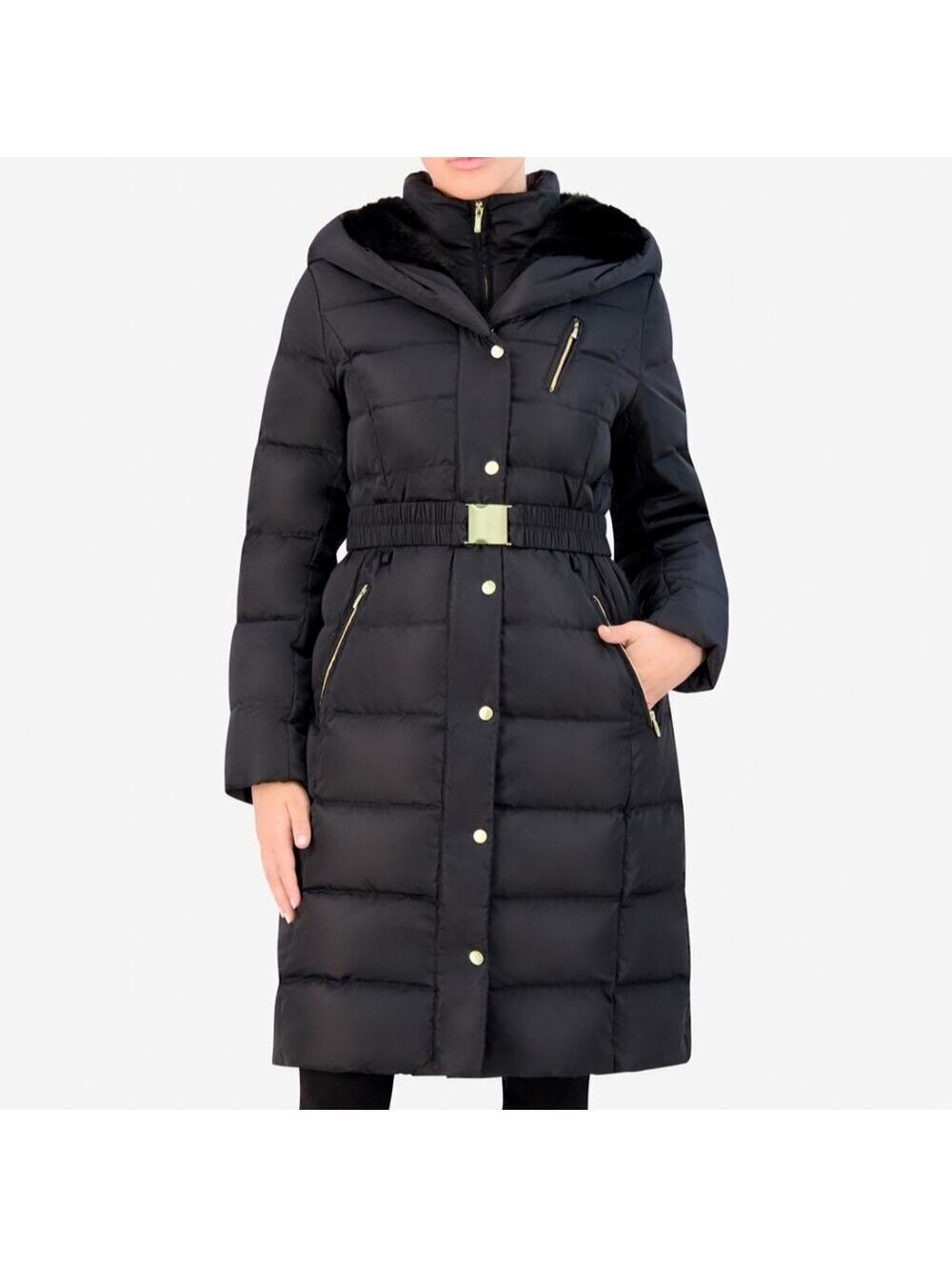 Cole Haan Signature Belted Black Puffer Down Feather Warm Winter Coat  Size M